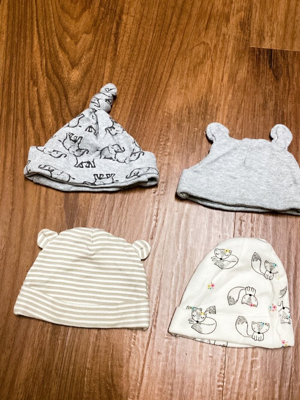 Lot of 4 Newborn Baby Boy Hats. Gerber & Other Brands. All 100% Cotton.